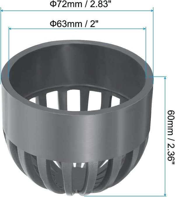2 tommer (ca. 5,1 cm) Atrium Afløbsrist Dæksel, 3-pak Rund Udendørs Upvc Kloakafløbsfitting Adapter Til Dræningssystemer, Grå