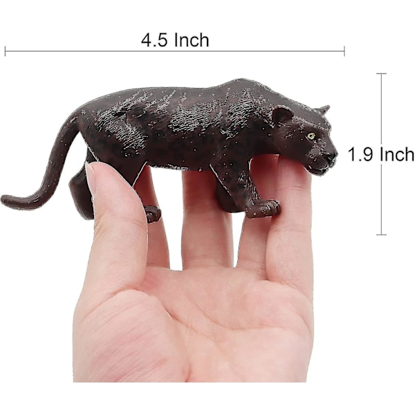 4 stk. Realistisk Leopard Statue Vildtlevende Karakter Sort Panter Dyremodel #jlf