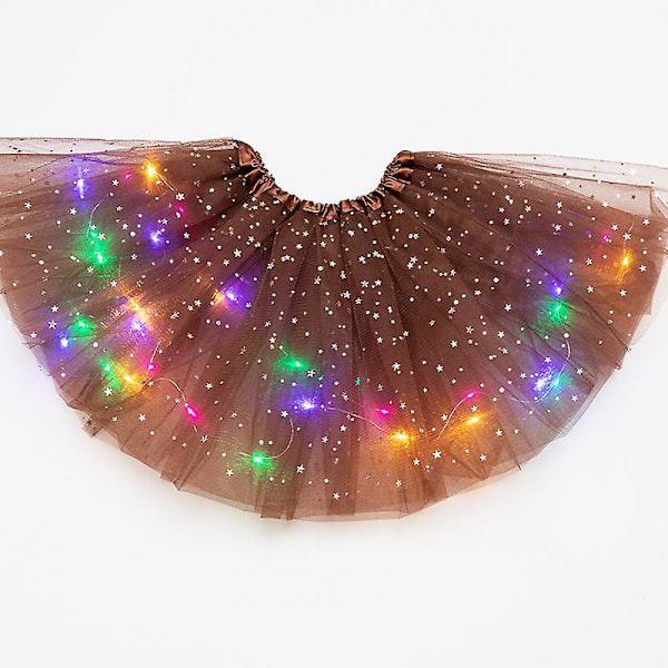 Flickor Barn Neon LED Tutu Kjolar Fest Scen Danskläder Plisserad Lager Tyll Lyser Upp Kort Klänning Födelsedagspresent