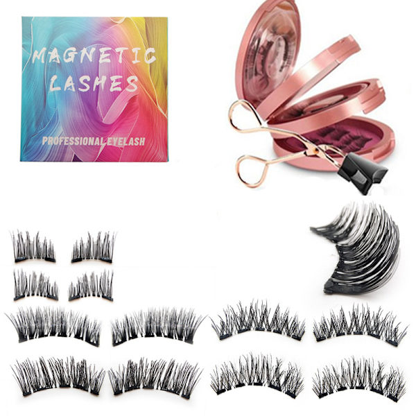 5 Magnetic 3-Layer Eyelashes with Applicator - Black