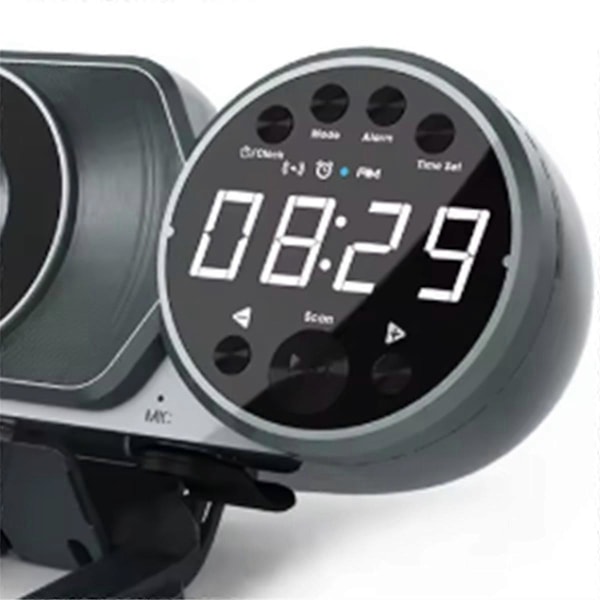 Trådlös Laddning Bluetooth Högtalare FM Radio TF AUX USB Handsfree Väckarklocka Dekoration Ambient Li