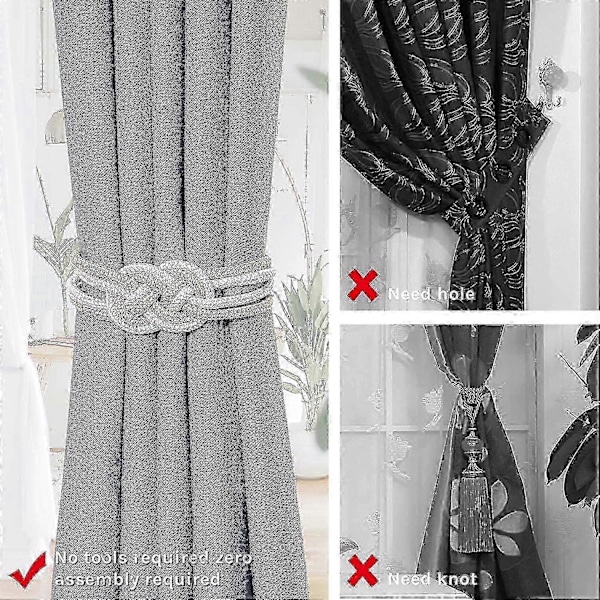 2 Stykker Magnetiske Gardinholdere - Ingen Boring Nødvendig, Premium Materiale