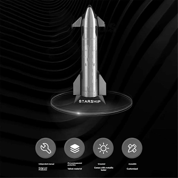 Simuleringsrymdskeppsmodell, Space X Starship-modell, Rymdfarkostmodell, Space X Starship Skala Dekor
