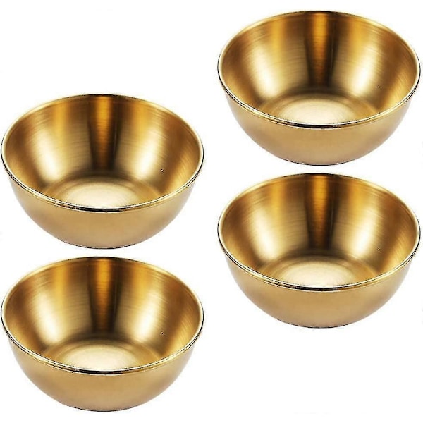 4 stk. Mini runde skåle i rustfrit stål til husholdningsbrug (guld)