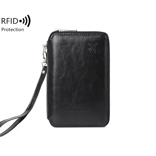 Black PU Leather Passport Holder with RFID Blocking