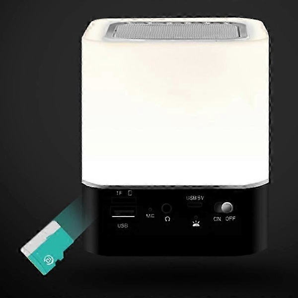LED Kontakt Natlampe, Bluetooth Højttalerlampe, Bærbar Trådløs Højttaler Sengelampe, USB Genopladelig Bordlampe