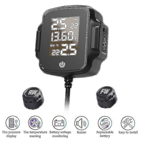 Motorcykel Tpms Motorcykel Dæktryksovervågningssystem Dæktemperaturalarmsystem Med Qc 3.0 - JZ