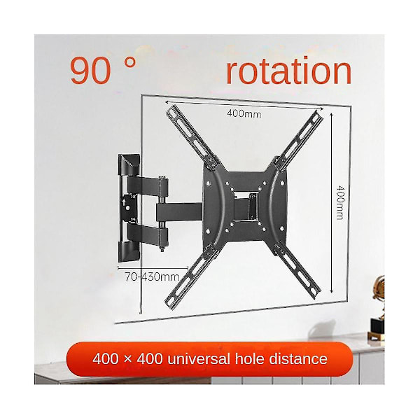 Full Motion Väggfäste TV-fäste För 32tum-50tum LCD LED-skärm Universal TV-stöd Last Upp Till 60kg 400x400mm