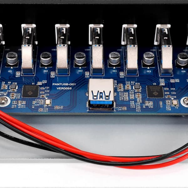 7 Port USB 3.0 Hub 5Gbs 5.25 tums CD-ROM Drive Bay CD ROM Frontpanel för datorchassi+USB 3.0 19-pi