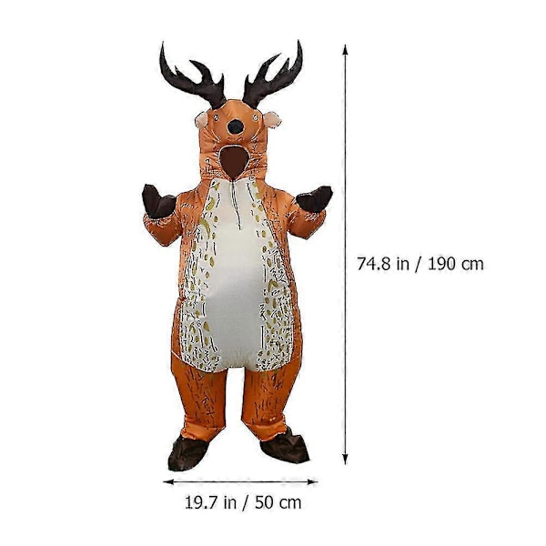 Oppustelig Elgdragt til Mænd Oppusteligt Elgkostume Oppustelig Fancy Rensdyr Jumpsuit