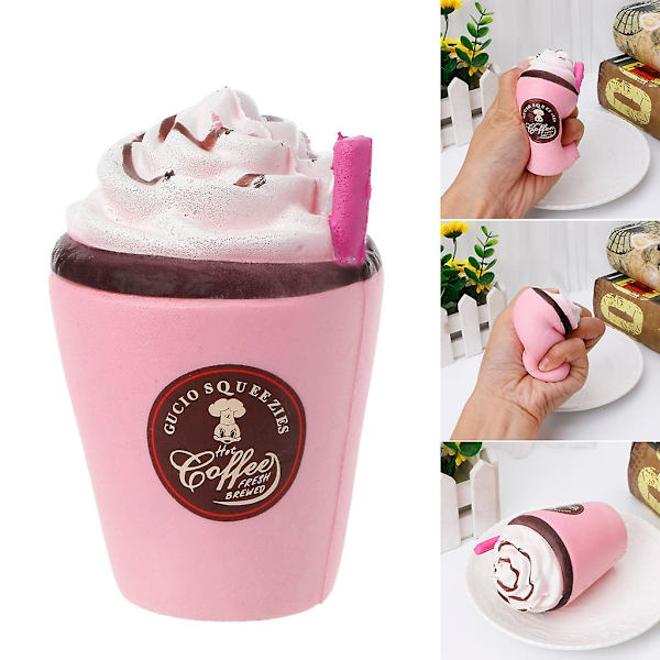 11CM Kaffekopp med sugrör Squishy leksaker Kawaii Doft Långsamt stigande Pressa för docka