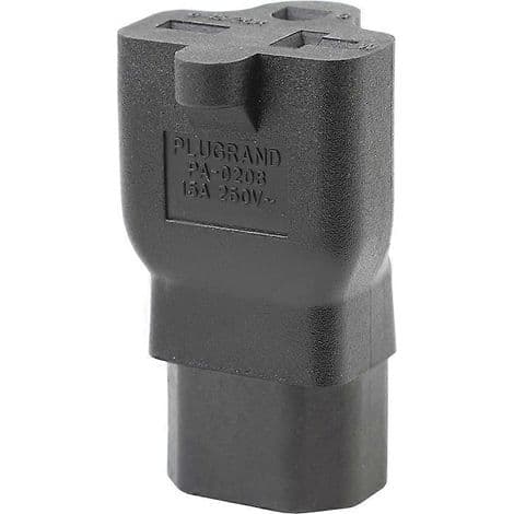 IEC 320 C14 hann til 6-15/20R adapter, 3-pins C14 til 6-15/20R konverteringsplugg