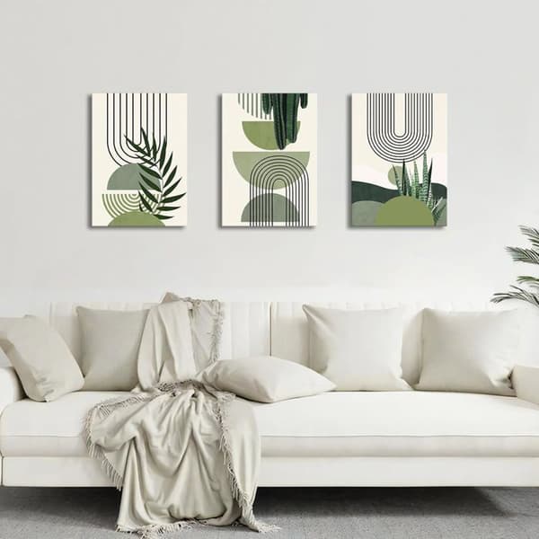 Träram Modern Estetisk Grön Växt Målning Väggdekoration Vardagsrum Boho Canvas Tryck Canvas Bild 30x40cmx3