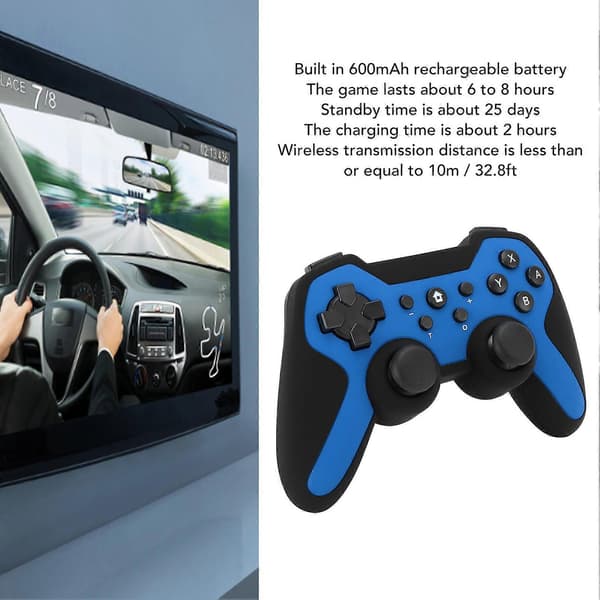 Trådløs Bluetooth Controller Dobbelte Motorer LED-indikatorer Vågn Op Funktion Bluetooth 2.1 Gaming Controller til Windows 7 8 10 11 Blå