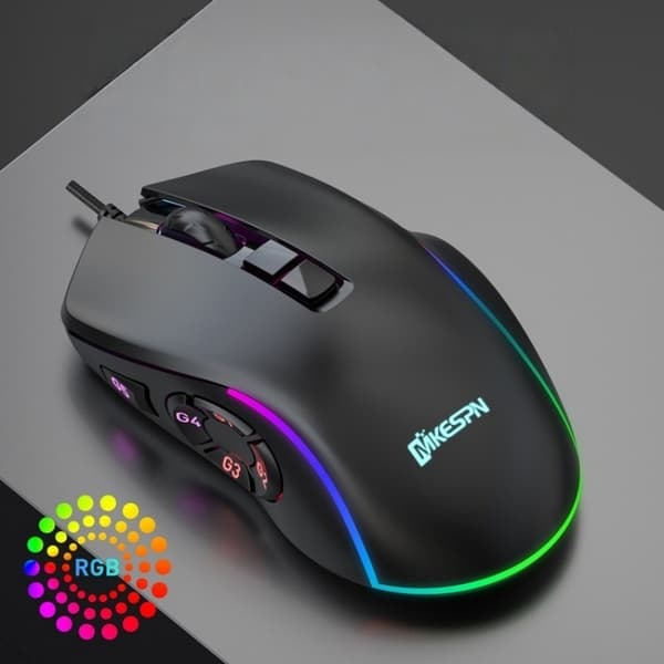 10-button RGB Gaming Mouse with High Precision and Customizable DPI up to 12800 for Optimal Gaming Experience