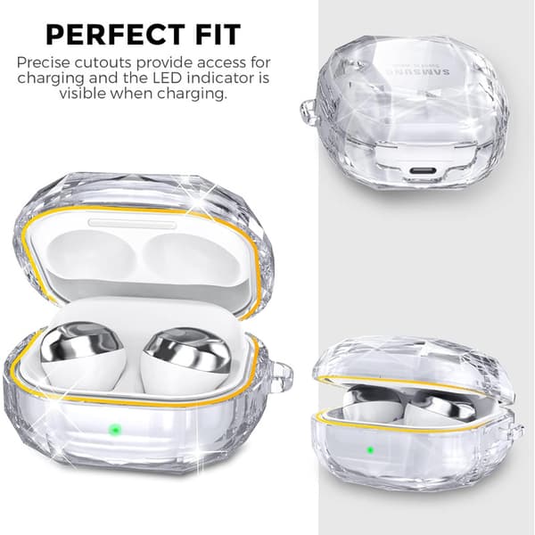 Diamond Pattern Protective Case for Galaxy Buds Live/2/Pro/FE Black Transparent
