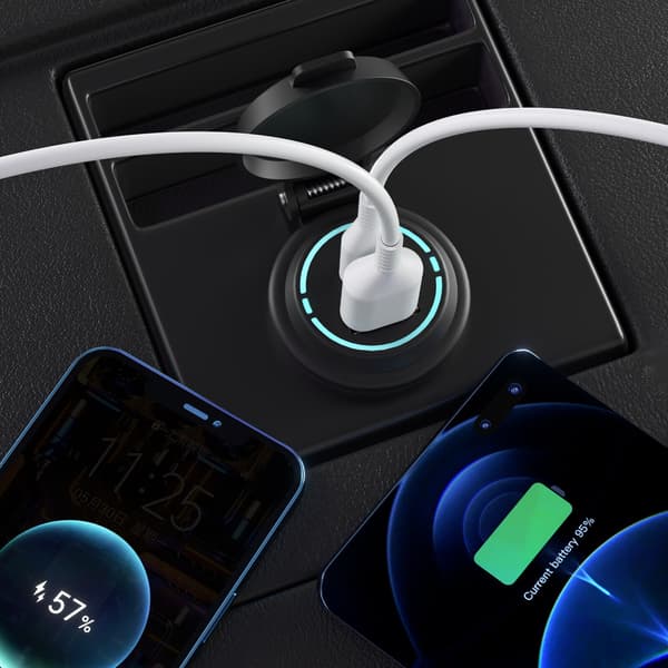 Car Charger 12V/24V QC3.0 with Protective Cap Black