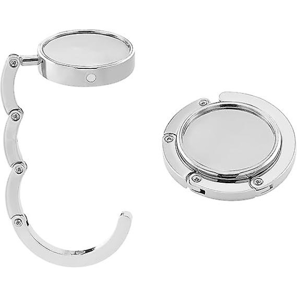 4X Handväskekrok - Vikbar Metallväskehängare - Väskehållare för Bord eller Skrivbord Handväskehängare - Silver