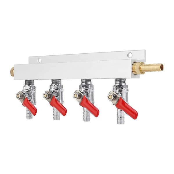4-veis gassmanifold 5/16inch Barbed Integrert Tilbakeslagsventil