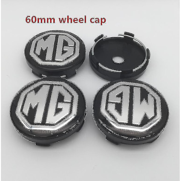 4 st Mg Logotyp 56mm 60mm Bilhjul Center Cover Navkapsel Resin Badge Emblem Dekal Styling Tillbehör, 60mm Svart Kapsel 2