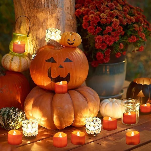 12 Pak Orange Te Lys, Batteridrevne LED-Te Lys