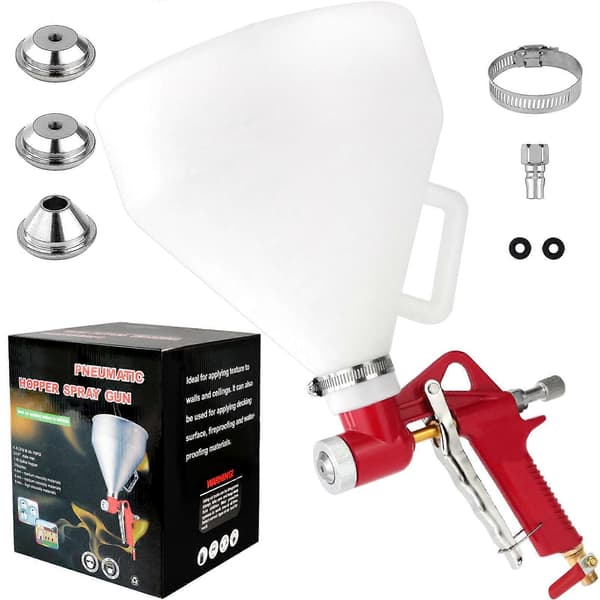 Tekstur Gips Sprøyte, Luft Hopper Sprøytepistol med 1,5 Gallon Hopper Inkluderer 3 Dyser