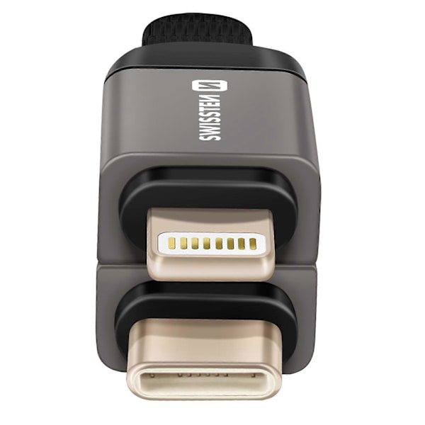Magnetisk kabel iPhone Lightning / USB-C nøglering kompakt 9,7 cm, grå