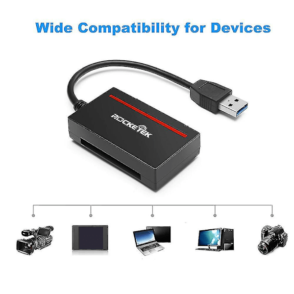 Cfast 2.0 -lukija USB 3.0 - SATA-sovitin Cfast 2.0 -kortille ja 2,5 tuuman HDD-kiintolevylle / SSD:n luku- ja kirjoitus