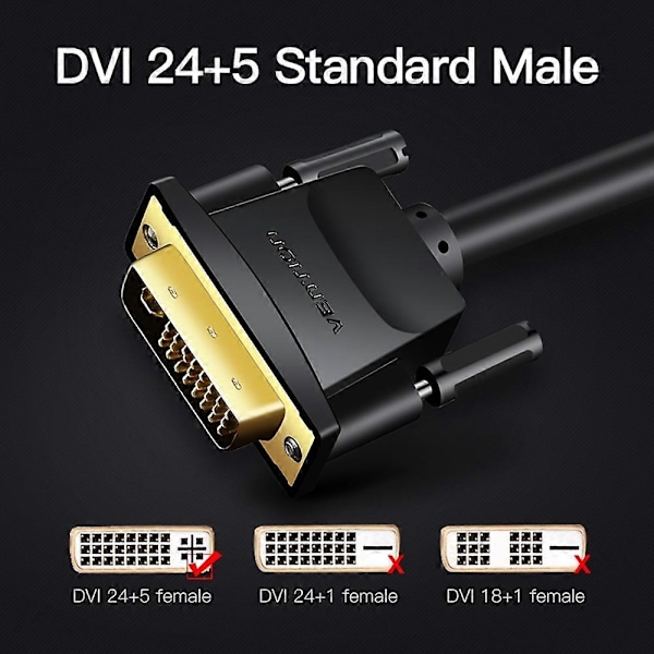 Typ A VENTION EACBI 3m 24+5 DVI till VGA Kabel 1080P 60Hz Hane till Hane Guldpläterad Adapterkabel