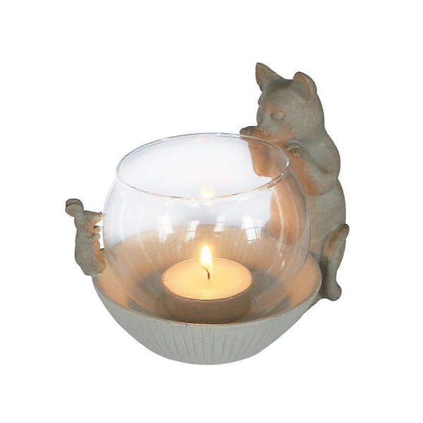 Kattljusstake med Glas, Söt Kattfigur Värmeljushållare, Perfekt Gåva för Heminredning, Avkopplande Atmosfärbelysningstillbehör