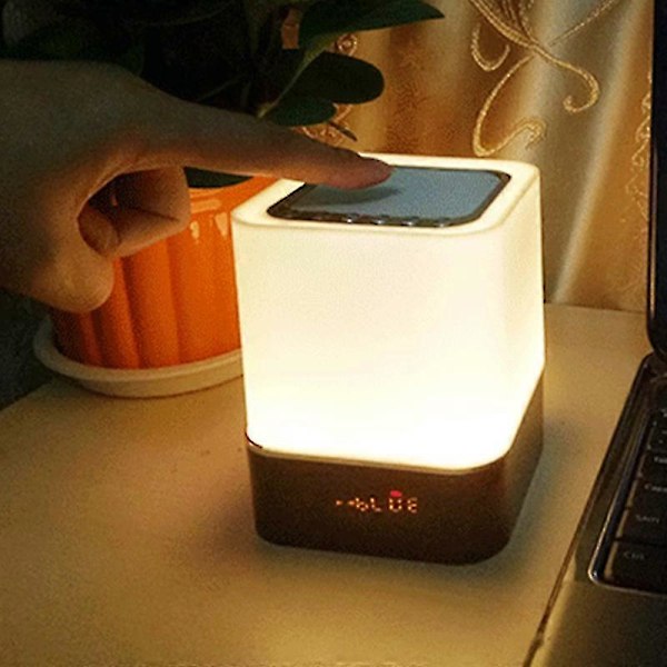 LED Kontakt Natlampe, Bluetooth Højttalerlampe, Bærbar Trådløs Højttaler Sengelampe, USB Genopladelig Bordlampe