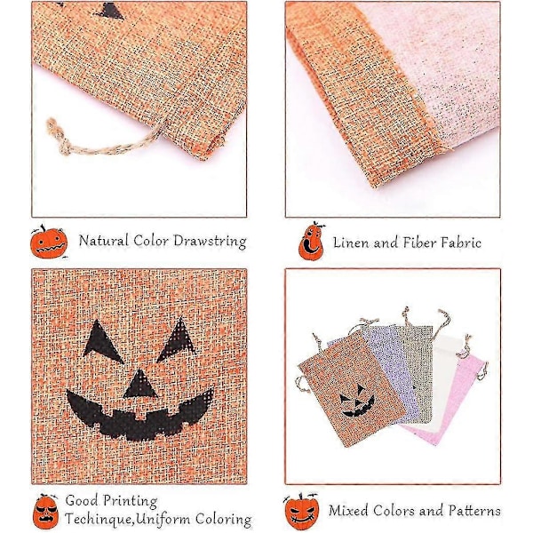 20 st Halloween Presentpåsar med Dragsko - Färgglada Jutesäckar för Godis!