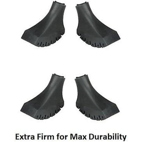 Pakke med ekstra slitesterke gummibyttetopper (erstatningsføtter/poter/tupper/hetter) for vandrestokker - passer til alle standard vandrestokker (Bla