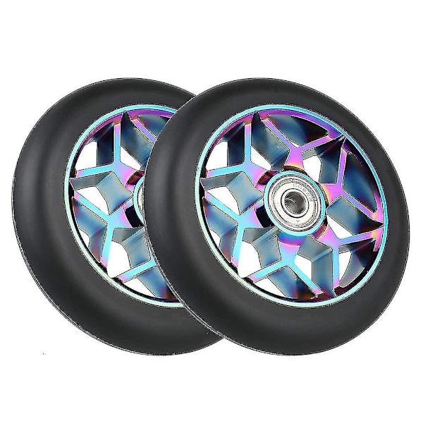 2 Pcs 110mm Scooter Wheels Pu Wheels Thick Stunt With Bearings(black)