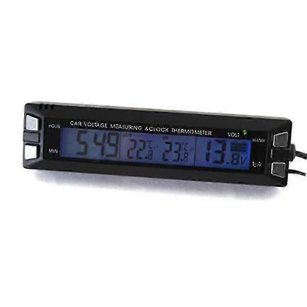 3 i 1 bil digital automatisk termometer voltmeter klocka spänning temperaturmonitor 12v utomhus inomhus led