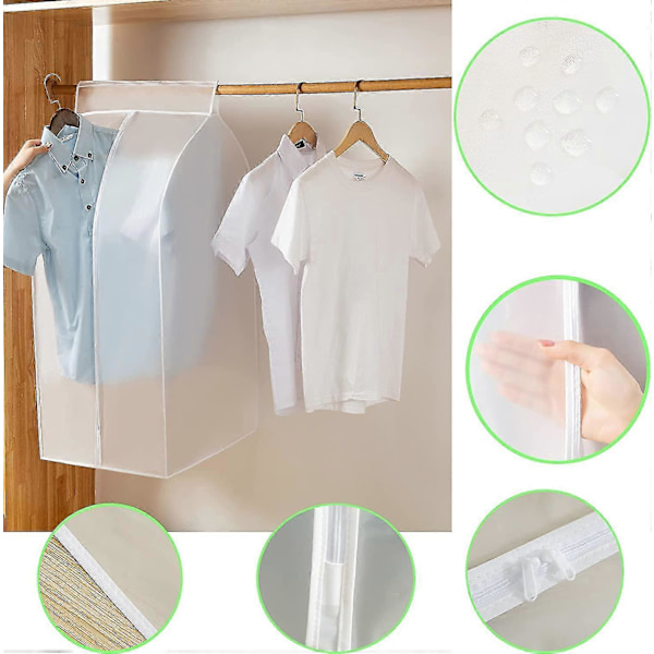 Klespose Oppbevaringspose, Stor Peva Støvtett Garderobe Hengebeskytter Stativ Organizer Med Full Glidelås Og Borrelås For Skap Dress Jakke