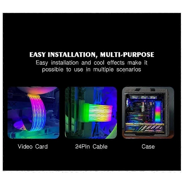 RGB LED Strip ARGB Sync Board för Dator ATX 24pin GPU Grafik 8pin Kabel Case-Yogu