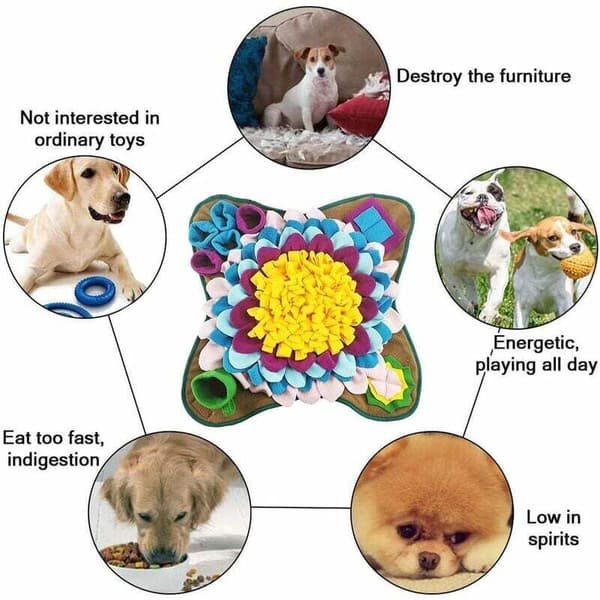 Hundesnusemåtte, Snusemåtte til hunde, Hundefodermåtte, Hundetræningsmåtte, Fodermåtte, Langsom fodringslegetøj, Hundesnusemåtte, Tæppe