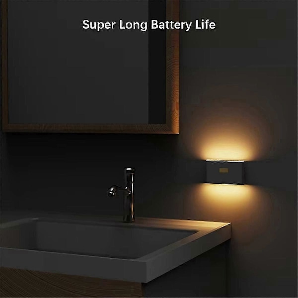 Oppladbar LED Intelligent Sensor Nattlys Bevegelsessensor Vegglampe for Soverom Korridor Skapbelysning 2 stk