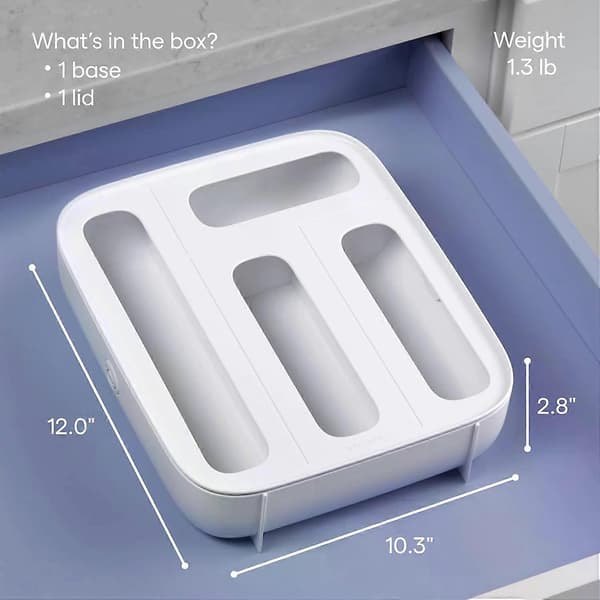 Matpose Dispenser, 4-spors Plast Sandwichpose Organizer for Skuff