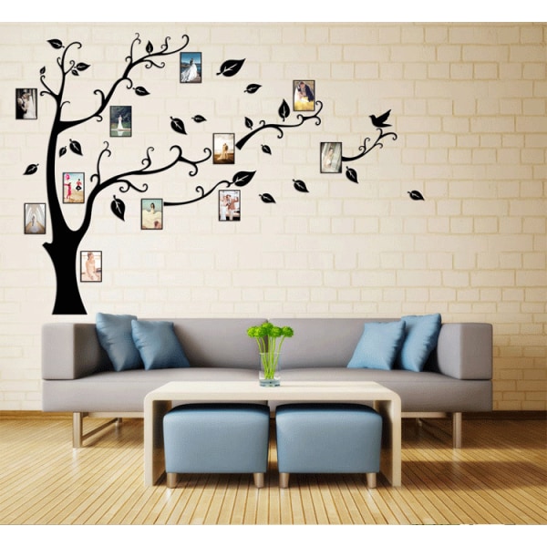 3D träd väggklistermärke hem fotoram klistermärke väggmålning dekorativt träd vänster medelstorlek 207*150cm 138*100cm