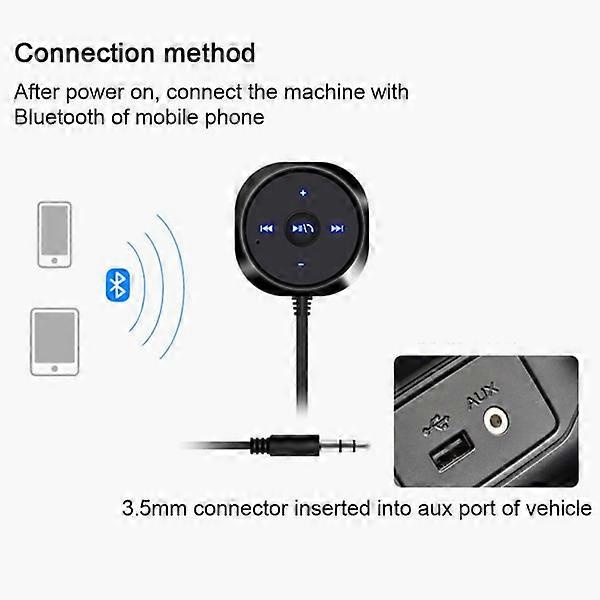Bluetooth-bilsett Bluetooth-mottaker, Bluetooth handsfree lydadapter innebygd mikrofon Luftventilklipp, 2.1A USB-billader