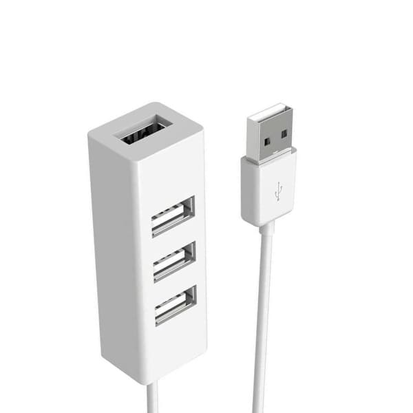Hvit 4-Port USB 3.0 Hub med 100 cm Kabel - Høyhastighets 5 Gbps Dataoverføring
