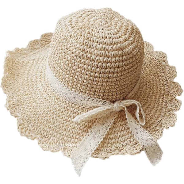 Sommer Stråhat Damehat Foldbar Fiskerhat Solhat Strandhat Sommerhat Dame UV Beskyttelse Hat Udendørs Hat Med Bred Skygge (beige) a