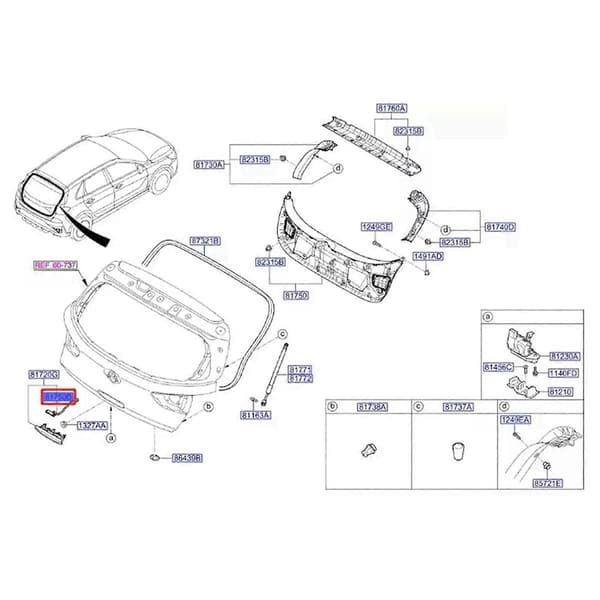 Bil Hatchback Bagagerumsåbner Knap Kontakt til I30 N 2017-2023 81260G3000