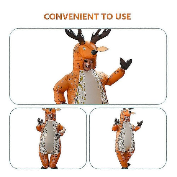 Oppustelig Elgdragt til Mænd Oppusteligt Elgkostume Oppustelig Fancy Rensdyr Jumpsuit