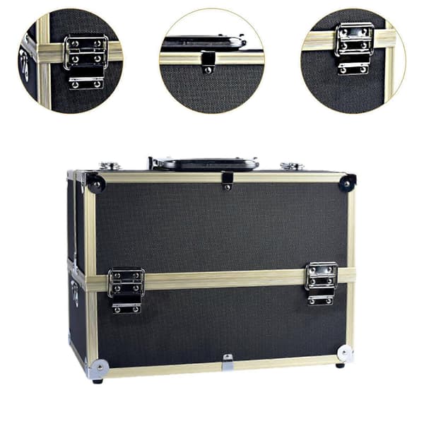 Makeup Train Case Låsbar Neglekunst Organizer til Rejseetui Rejsesmykker
