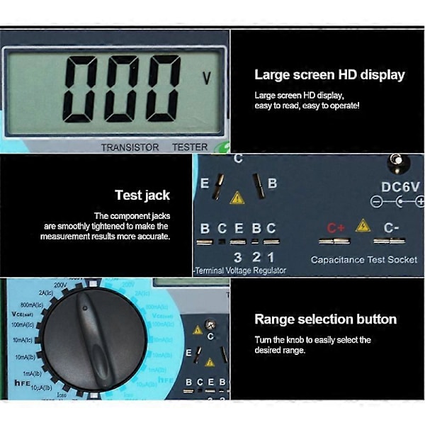 DY294 Digital istor DC Parameter Tester Felteffekt Rør Tester Multifunktionel Halvleder T