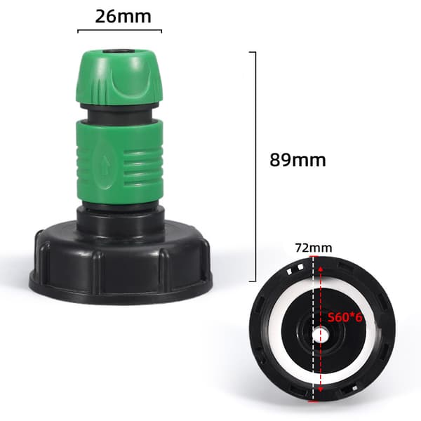 IBC-adapter i plast - Tilkobling for slanger 1/2 tomme