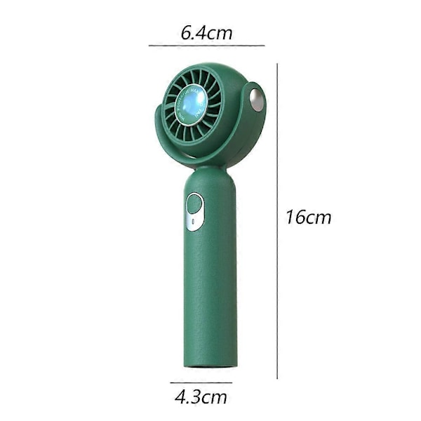 Bærbar Håndholdt Ventilator, Halsventilator, Mini Bordventilator, Multifunktionsventilator - FARVE: grøn